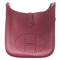 Hermes Evelyne 3 PM Rouge Ash Taurillon Clemence Leather Shoulder Bag Silver