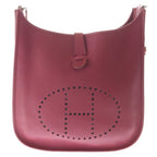 Hermes Evelyne 3 PM Rouge Ash Taurillon Clemence Leather Shoulder Bag Silver