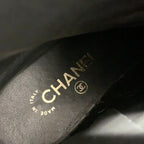 Chanel Boots Short Shoes Leather Black White CC Logo Lace — view 7
