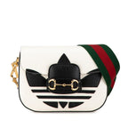 Gucci Adidas Horsebit Crossbody Shoulder Bag White Black Leather