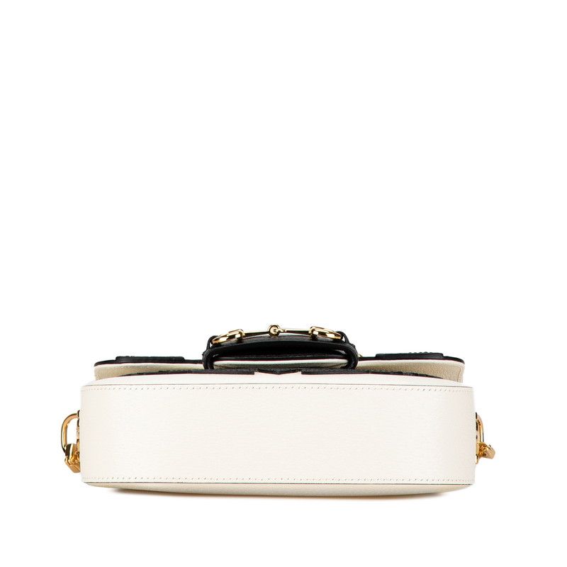 Gucci Adidas Horsebit Crossbody Shoulder Bag White Black Leather — view 4