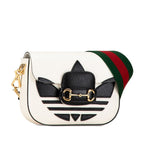 Gucci Adidas Horsebit Crossbody Shoulder Bag White Black Leather — view 2