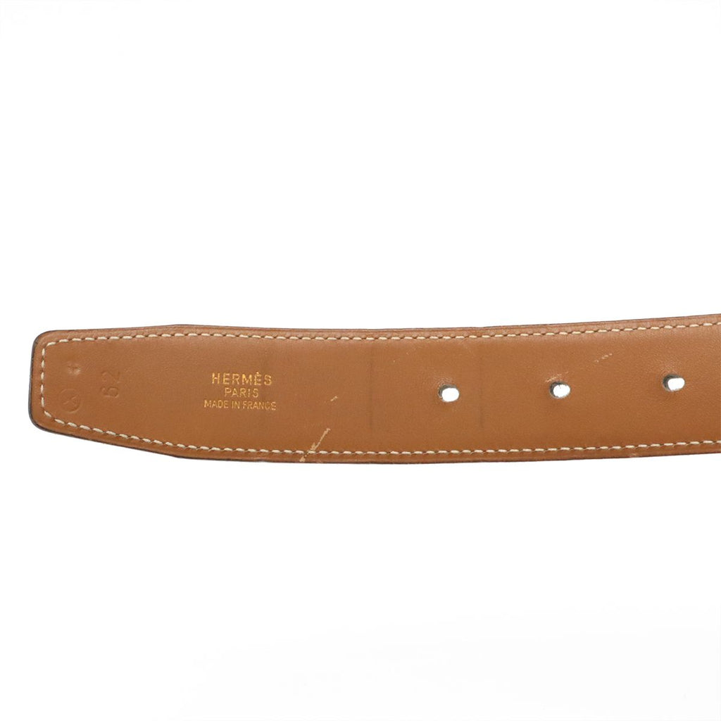 Hermes Belt Buckle Reversible Box Calf Leather Black Light Brown Gold 62 — view 6