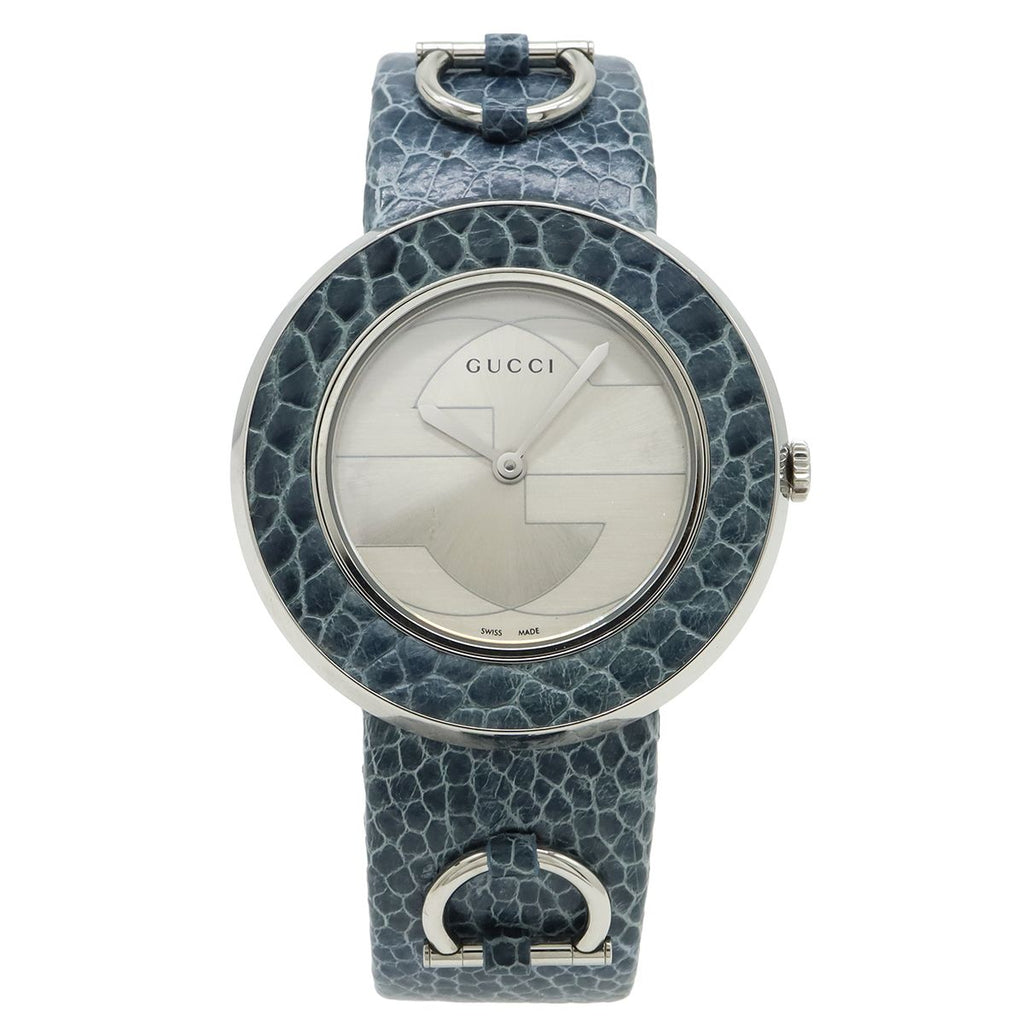 Gucci U-play Silver Dial SS Leather Quartz Watch 129.4