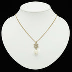 Chanel CC Logo Faux Pearl Pendant Rhinestone Gold Ivory — view 6
