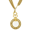 Chanel Loupe Necklace Chain Double Pendant Logo Circle Round Vintage Gold Plated