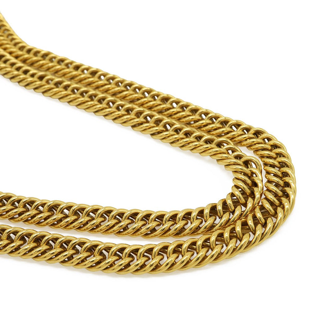 Chanel Loupe Necklace Chain Double Pendant Logo Circle Round Vintage Gold Plated — view 5