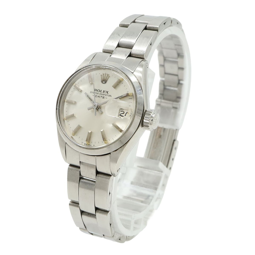 Rolex Oyster Perpetual Date Silver Dial Antique SS Automatic Watch No 28 — view 2