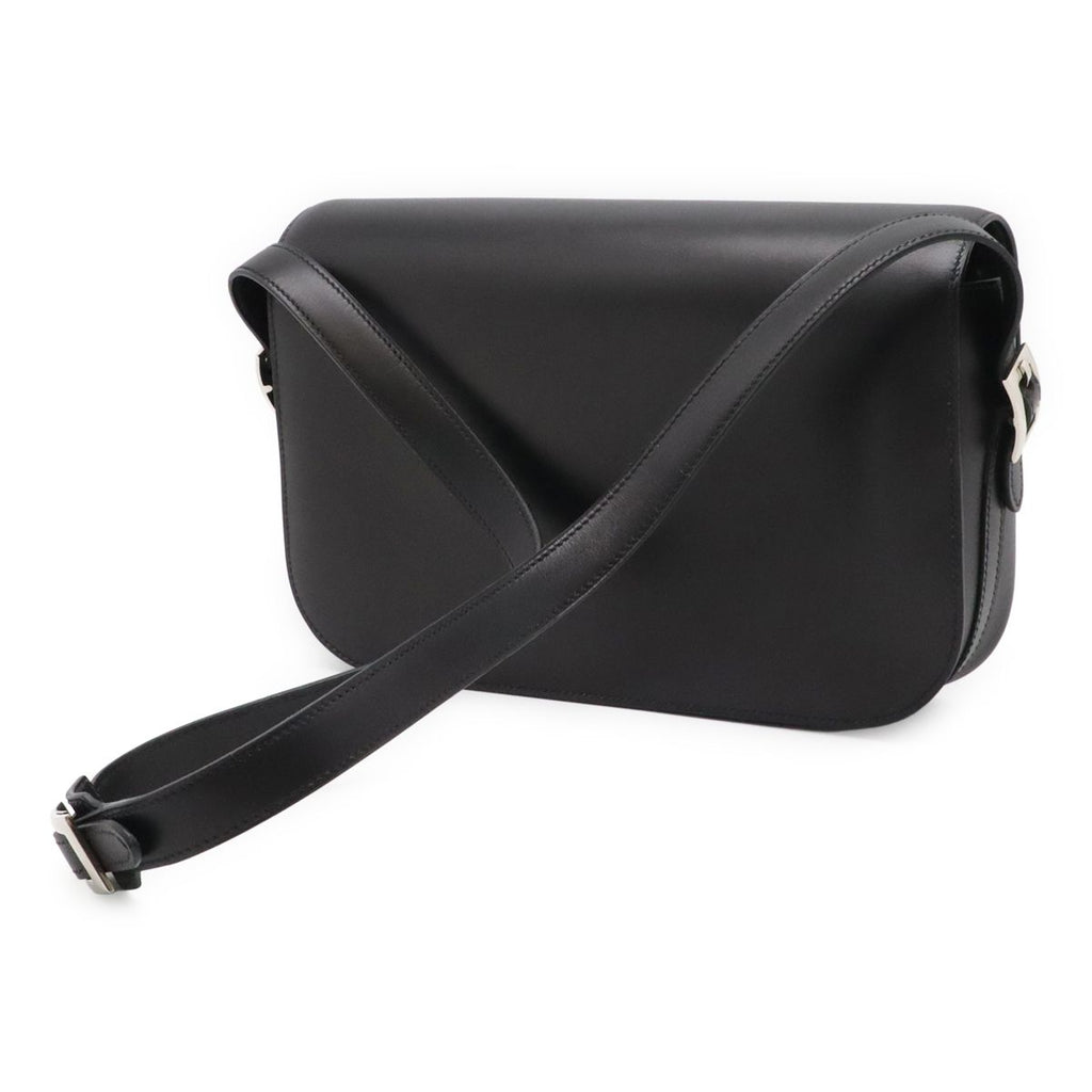 Hermes Martine Shoulder Bag Flap Box Calf Leather Black Silver — view 2
