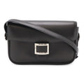 Hermes Martine Shoulder Bag Flap Box Calf Leather Black Silver
