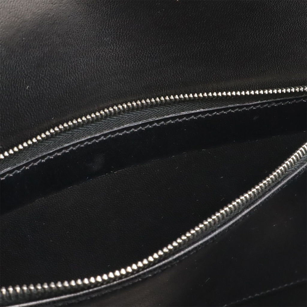 Hermes Martine Shoulder Bag Flap Box Calf Leather Black Silver — view 9
