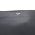 Celine Trio Small Shoulder Bag Pochette Pouch Leather Charcoal Gray Silver — view 4