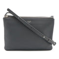 Celine Trio Small Shoulder Bag Pochette Pouch Leather Charcoal Gray Silver