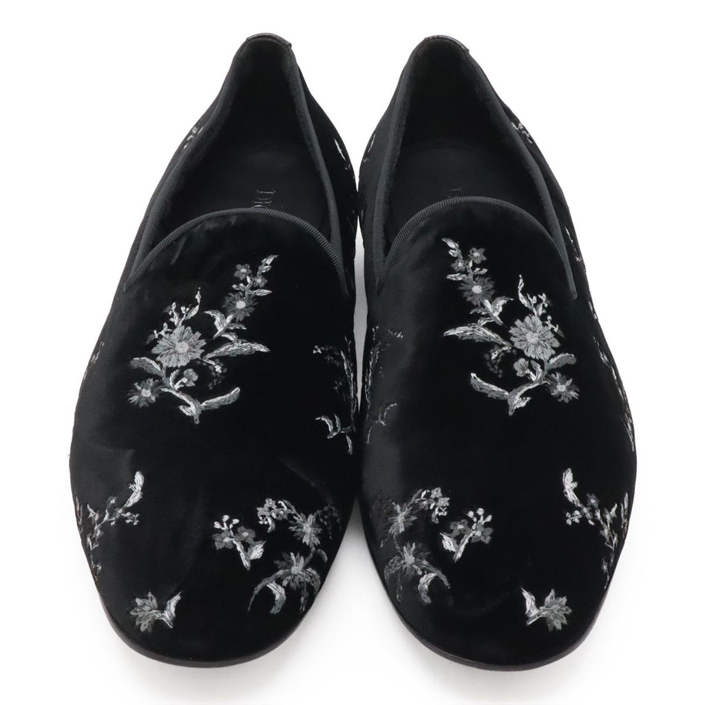 Dior Homme Slip on Flower Embroidery Velvet Black 44 Slipper — view 4