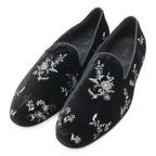 Dior Homme Slip on Flower Embroidery Velvet Black 44 Slipper