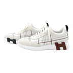 Hermes Bouncing Sneakers Logo Tartan Motif Leather White — view 2