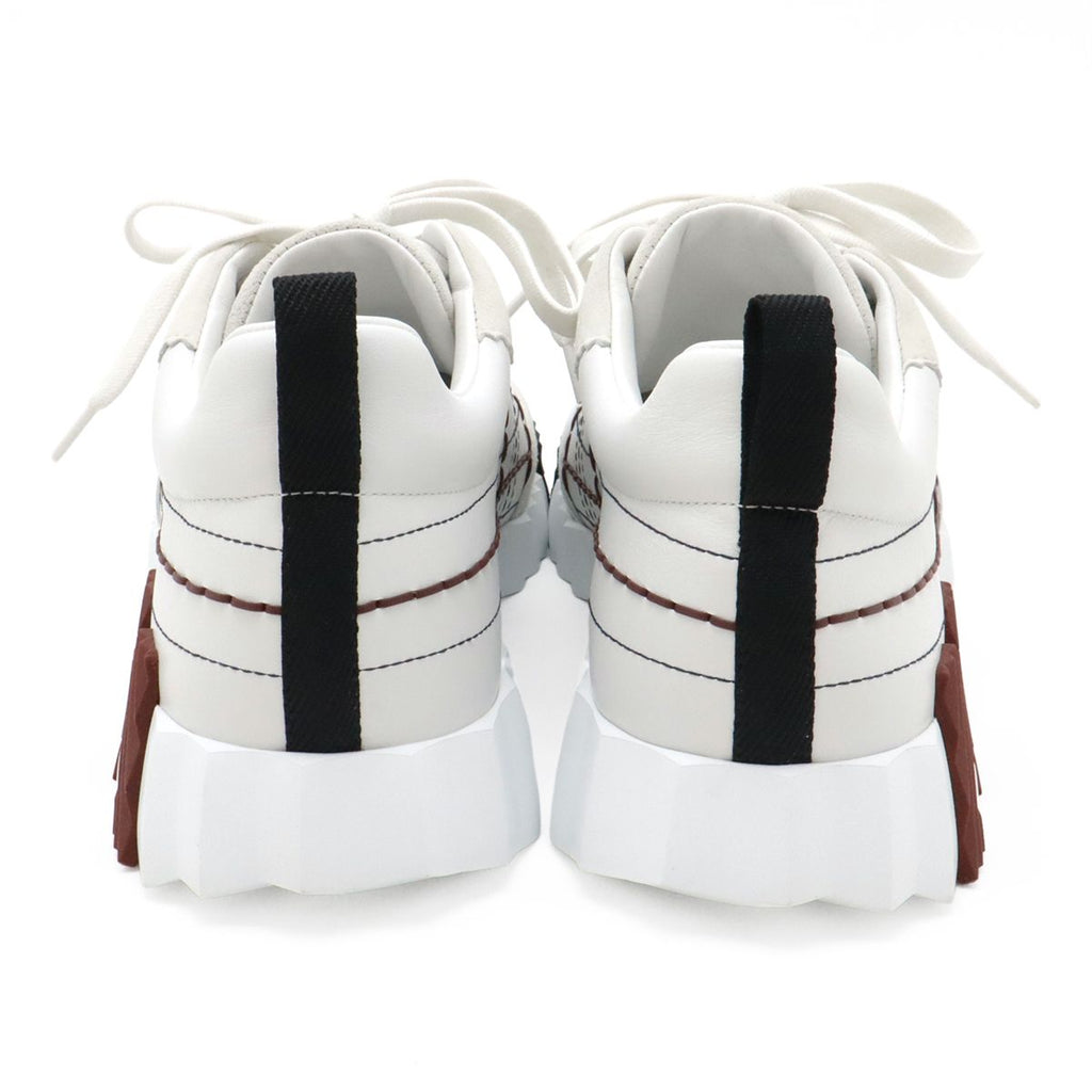 Hermes Bouncing Sneakers Logo Tartan Motif Leather White — view 3
