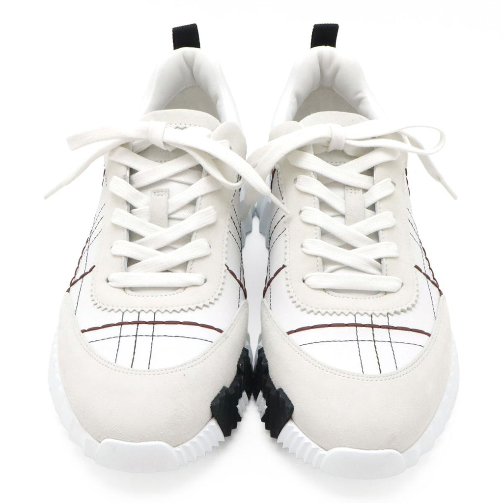 Hermes Bouncing Sneakers Logo Tartan Motif Leather White — view 4