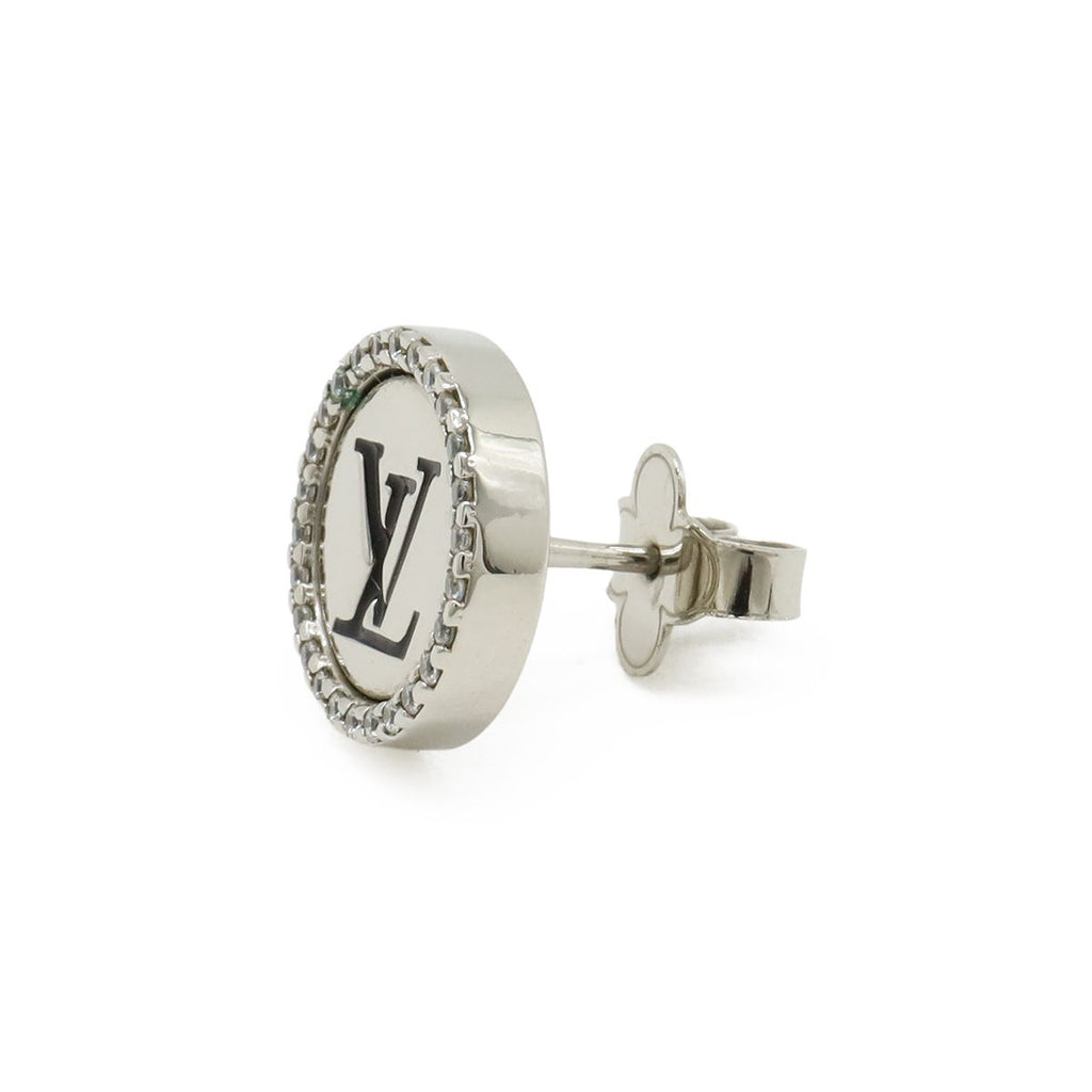 Louis Vuitton Earrings LV Sparkle Stud Metal Rhinestone One Side Only Single — view 2