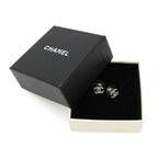 Chanel CC Logo Earrings Rhinestone Metal Silver — view 7