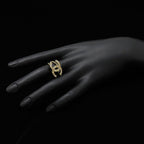 Chanel CC Logo Rhinestone Ring Gold Plated Orange — view 7