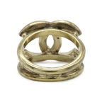 Chanel CC Logo Rhinestone Ring Gold Plated Orange — view 3