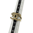 Chanel CC Logo Rhinestone Ring Gold Plated Orange — view 6