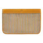 Loewe Anagram Pouch Makeup Clutch Striped Mesh Leather Master Gold