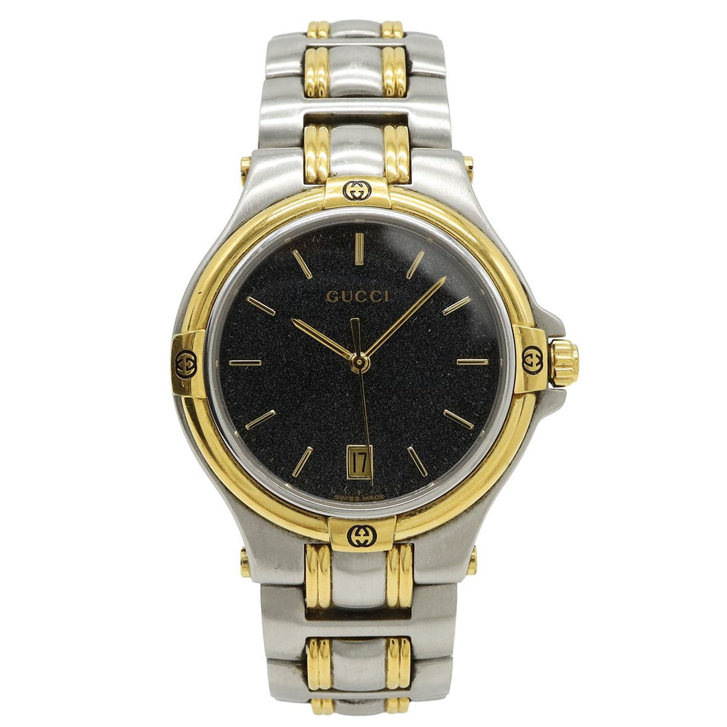 Gucci Black Dial Date SS Quartz Watch