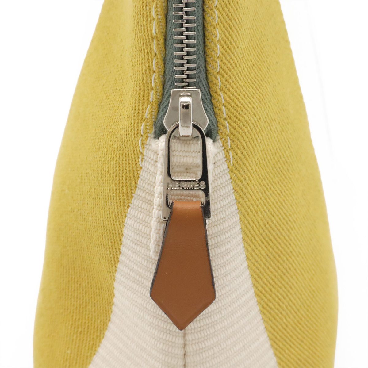 Hermes Bolide Pouch Mini Reille Lo Cover Makeup Case Stripe Canvas Absinthe — view 4