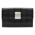 Chanel Choco Bar Coin Purse Enamel Patent Leather Black Silver