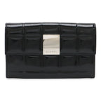 Chanel Choco Bar Coin Purse Enamel Patent Leather Black Silver