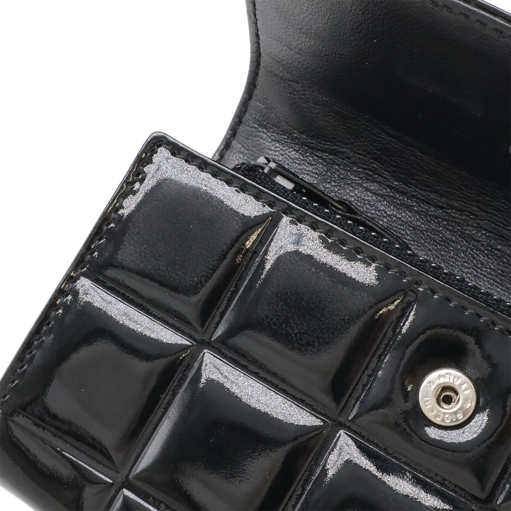 Chanel Choco Bar Coin Purse Enamel Patent Leather Black Silver — view 8