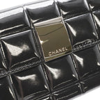 Chanel Choco Bar Coin Purse Enamel Patent Leather Black Silver — view 4
