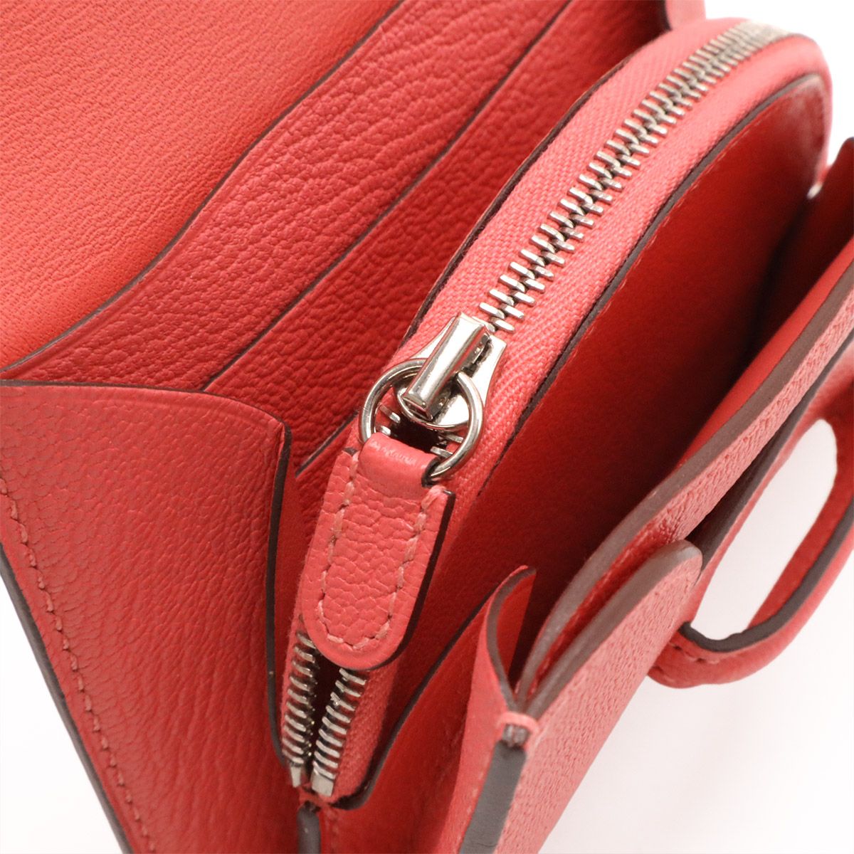 Hermes Portfolio Bifold Wallet Compact Chevre Leather Rose Azalea Pink — view 4