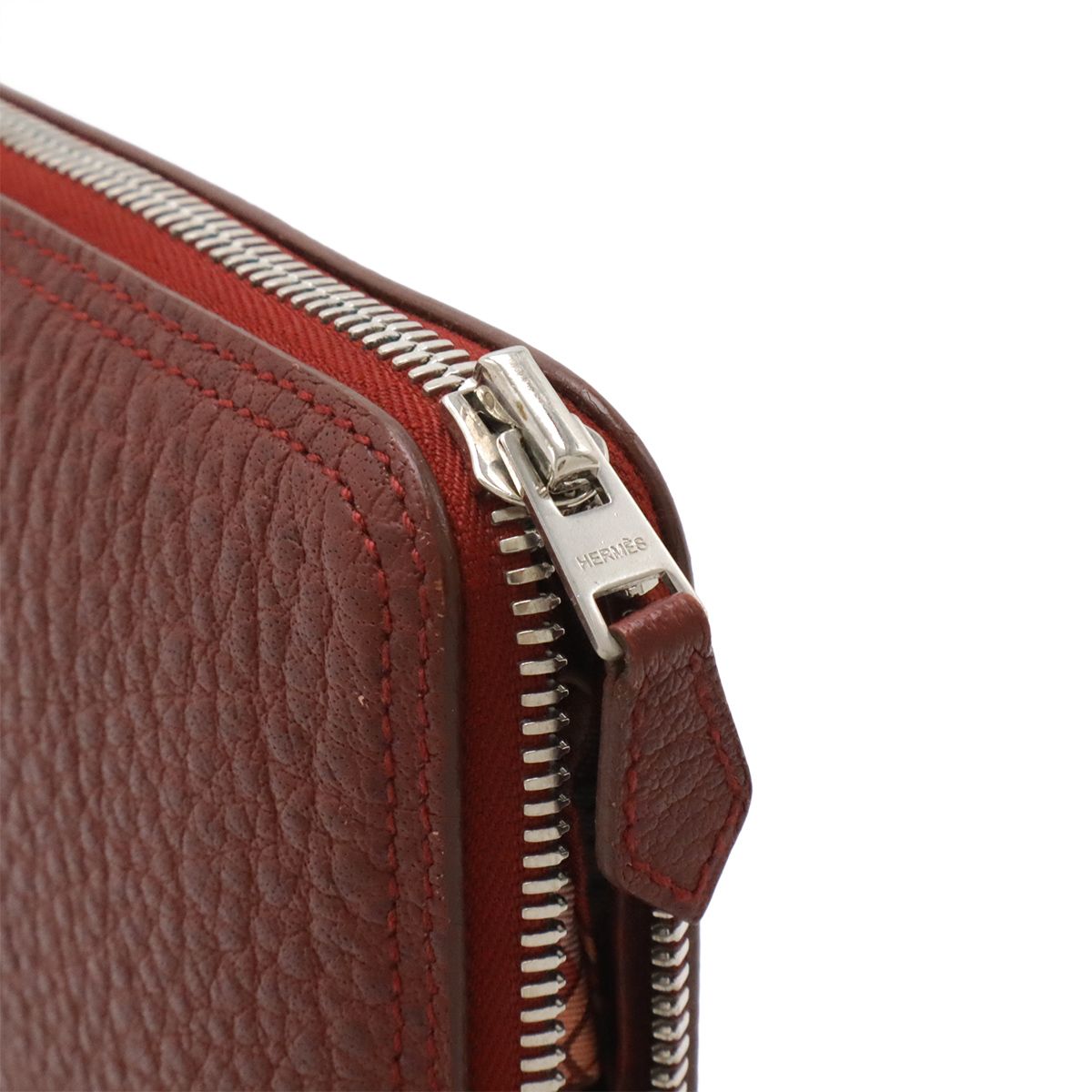 Hermes Silky Pop Eco Tote Foldable Buffalo Skipper Leather Silk Rouge Ash — view 5