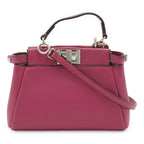 Fendi Micro Peekaboo Mini Bag 2-Way Crossbody Leather Rose Purple Silver