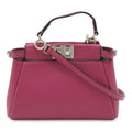 Fendi Micro Peekaboo Mini Bag 2-Way Crossbody Leather Rose Purple Silver