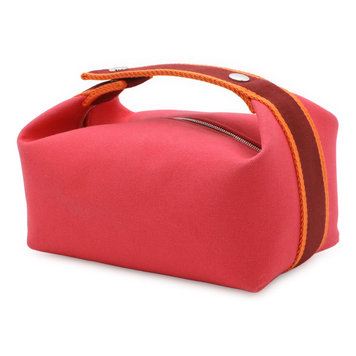 Hermes Bride-a-Brac PM Bath Pouch Makeup Cosmetic Handbag Canvas Hibiscus Pink — view 2