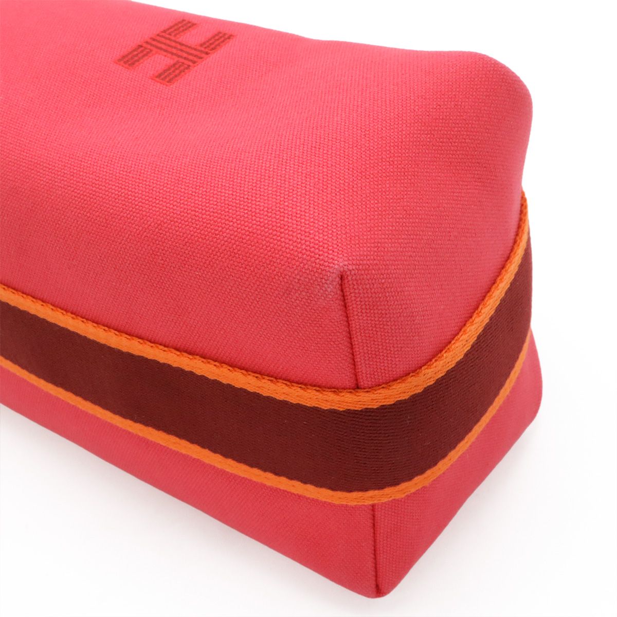 Hermes Bride-a-Brac PM Bath Pouch Makeup Cosmetic Handbag Canvas Hibiscus Pink — view 3