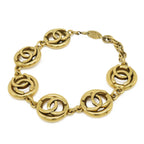 Chanel CC Logo Circle Chain Bracelet Vintage Gold Plated