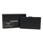 Chanel CC Logo Kiss Lock Wallet Caviar Leather Black Gold — view 9