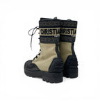 Dior D-major Boots Short Shoes Calfskin Leather Fabric Black Dark Beige Logo — view 4