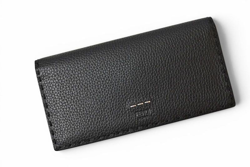 Fendi Wallet Selleria Leather Black Silver — view 2
