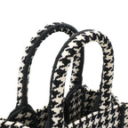 Dior Book Tote Phone Mini Bag 2-Way Canvas Houndstooth Black White — view 5