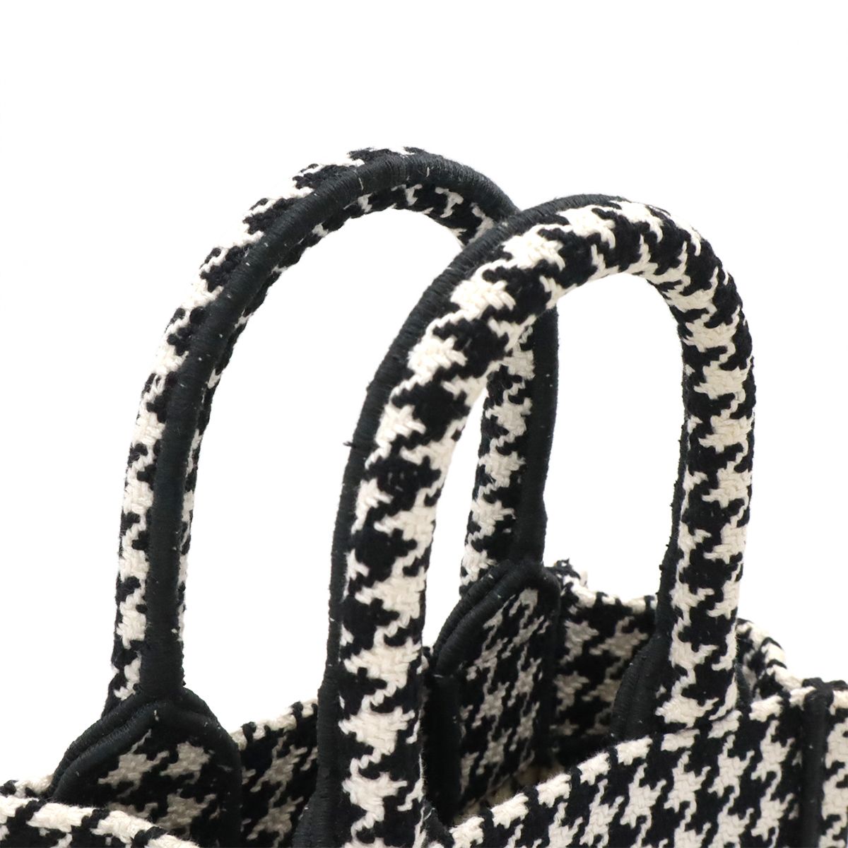 Dior Book Tote Phone Mini Bag 2-Way Canvas Houndstooth Black White — view 5