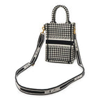 Dior Book Tote Phone Mini Bag 2-Way Canvas Houndstooth Black White — view 2