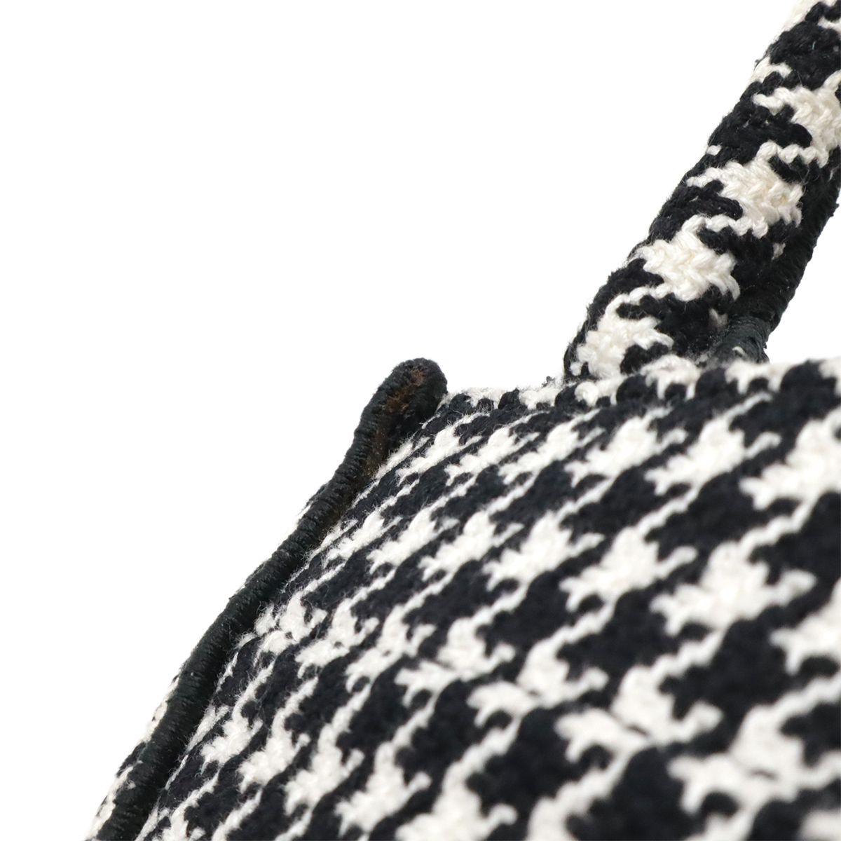 Dior Book Tote Phone Mini Bag 2-Way Canvas Houndstooth Black White — view 4