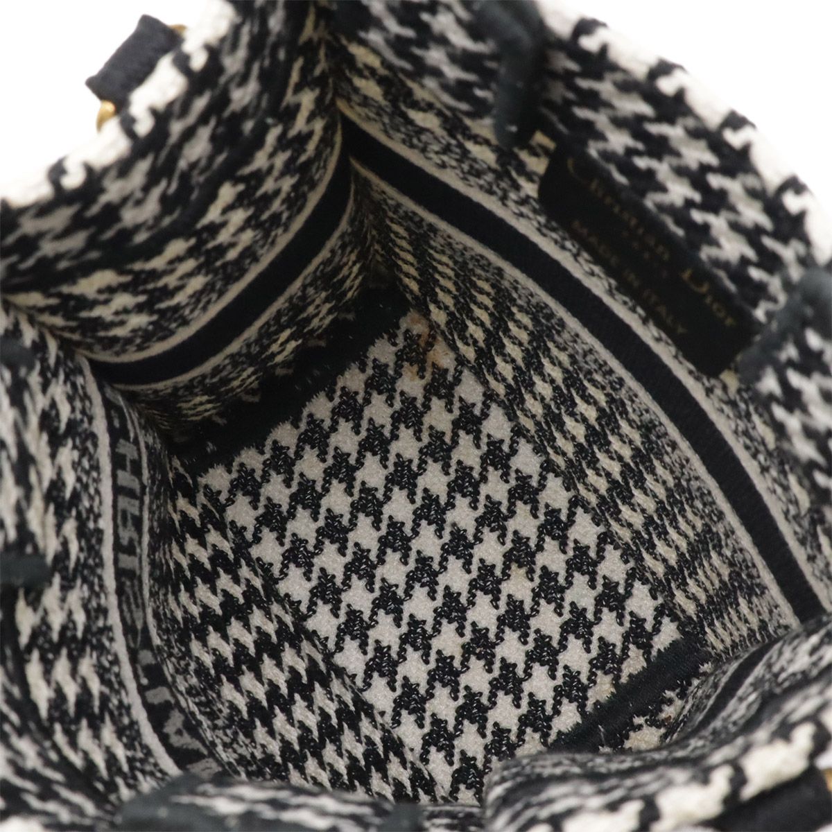 Dior Book Tote Phone Mini Bag 2-Way Canvas Houndstooth Black White — view 8