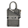 Dior Book Tote Phone Mini Bag 2-Way Canvas Houndstooth Black White